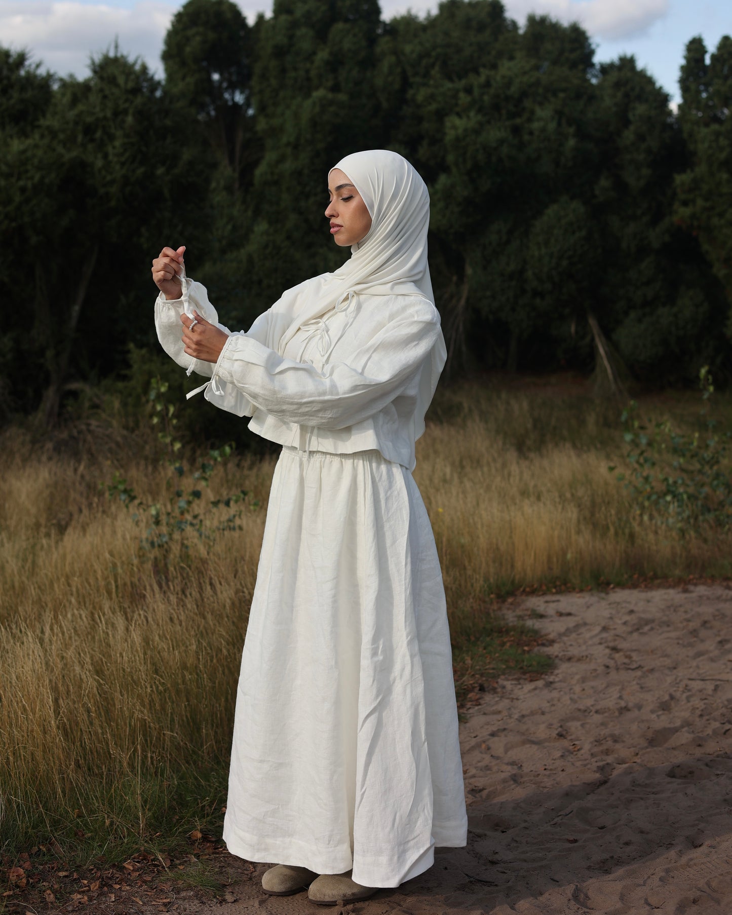 PEARLY STUDIO Linen twinset SWAN