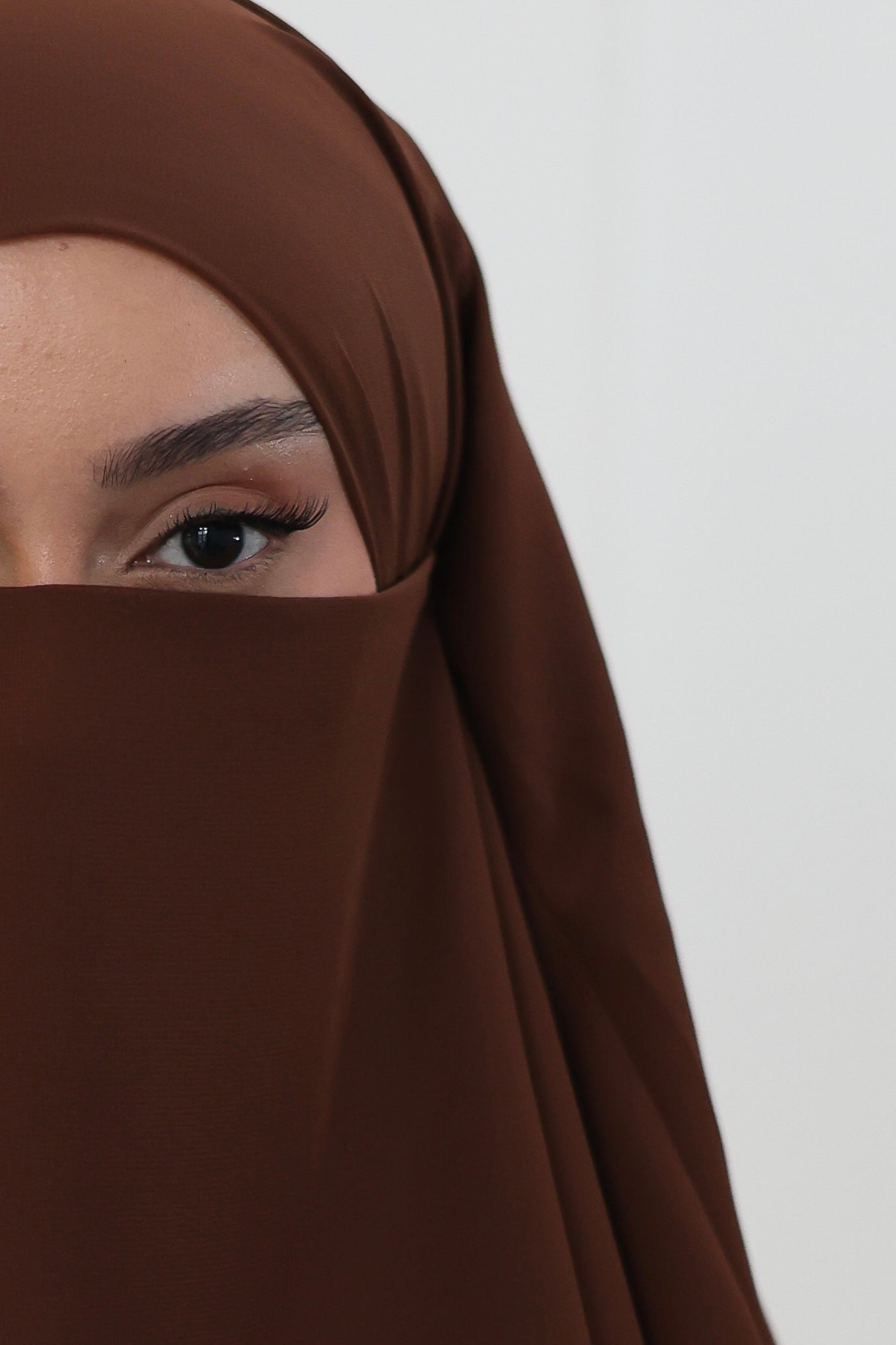 Three-layer chiffon Khimar HAZELNUT