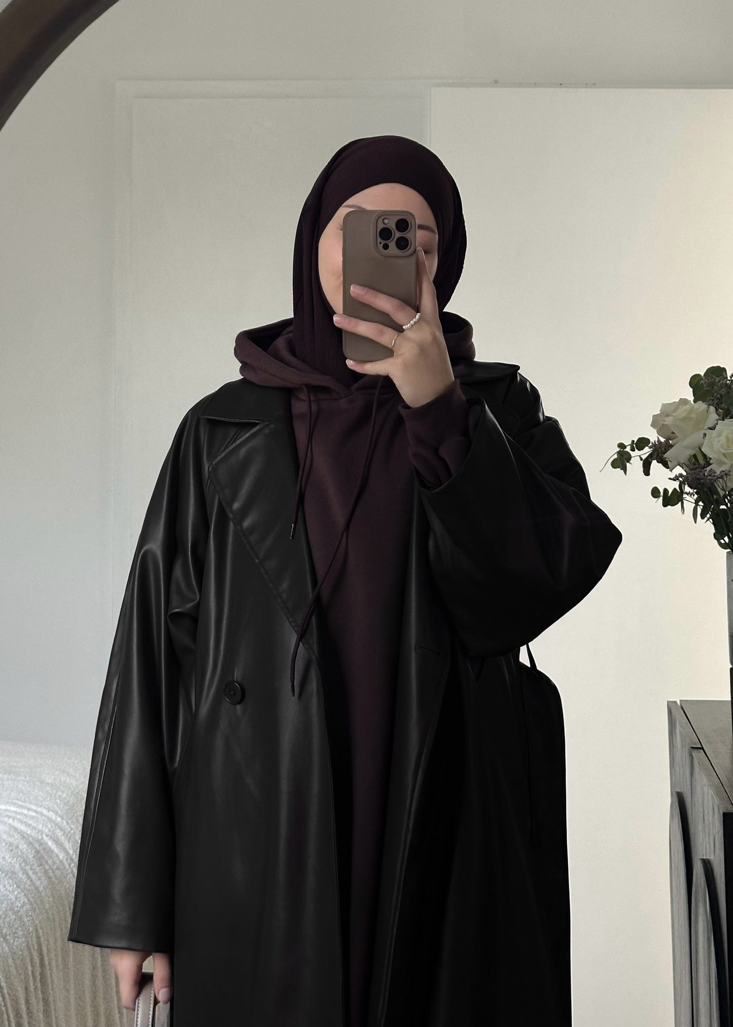 Manteau en cuir nacré NUIT