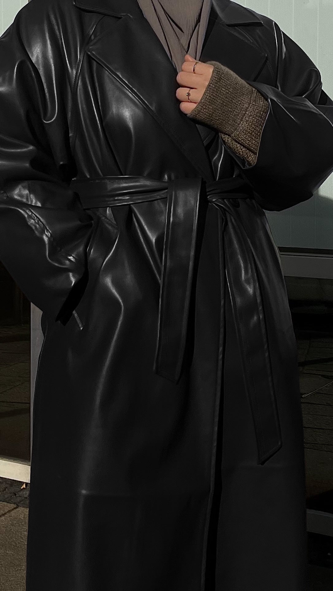 Manteau en cuir nacré NUIT