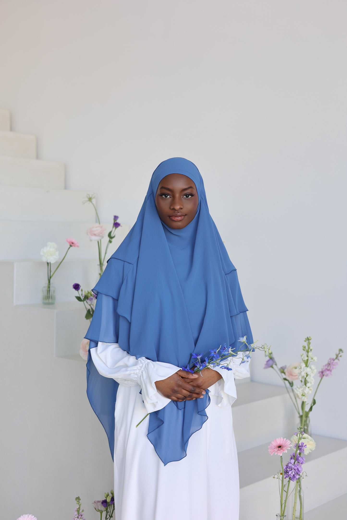 Chiffon Khimar CORNFLOWER