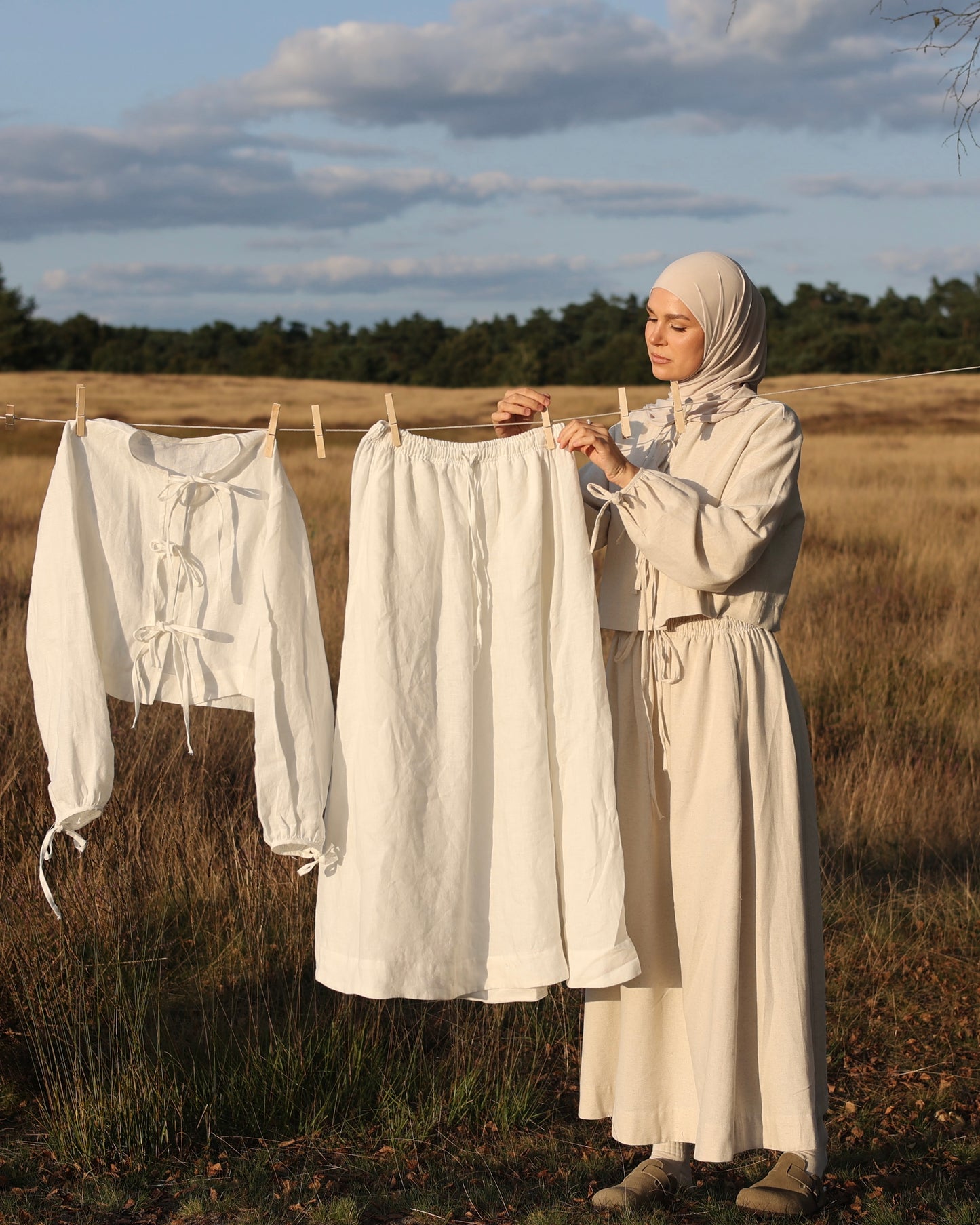 PEARLY STUDIO Linen twinset SWAN