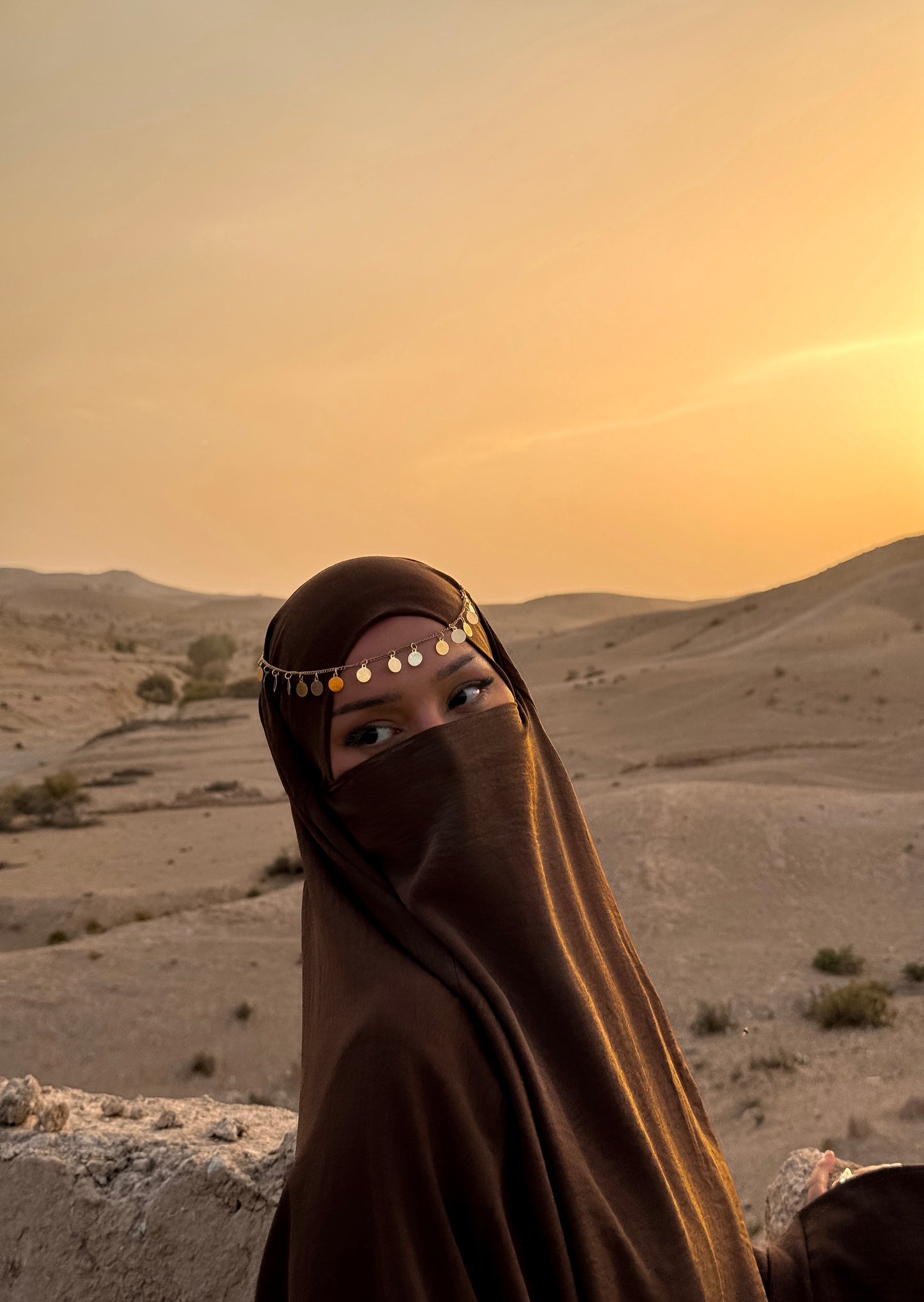 COLLECTION PEARLY Khimar en coton ESPRESSO