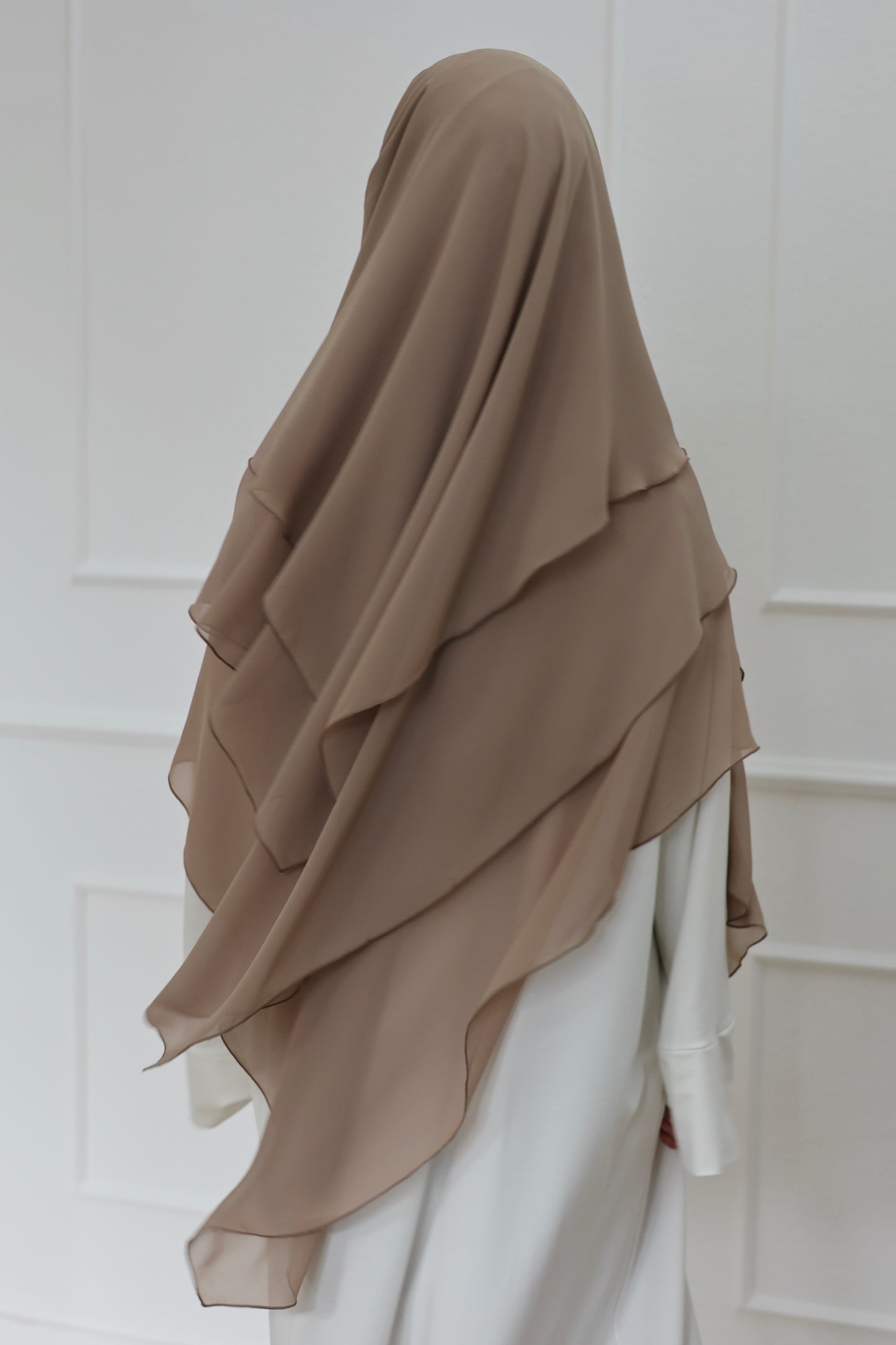 Three-layer chiffon Khimar LATTE