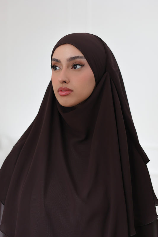Three-layer chiffon Khimar ESPRESSO