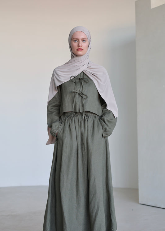 PEARLY STUDIO linen twinset PINE