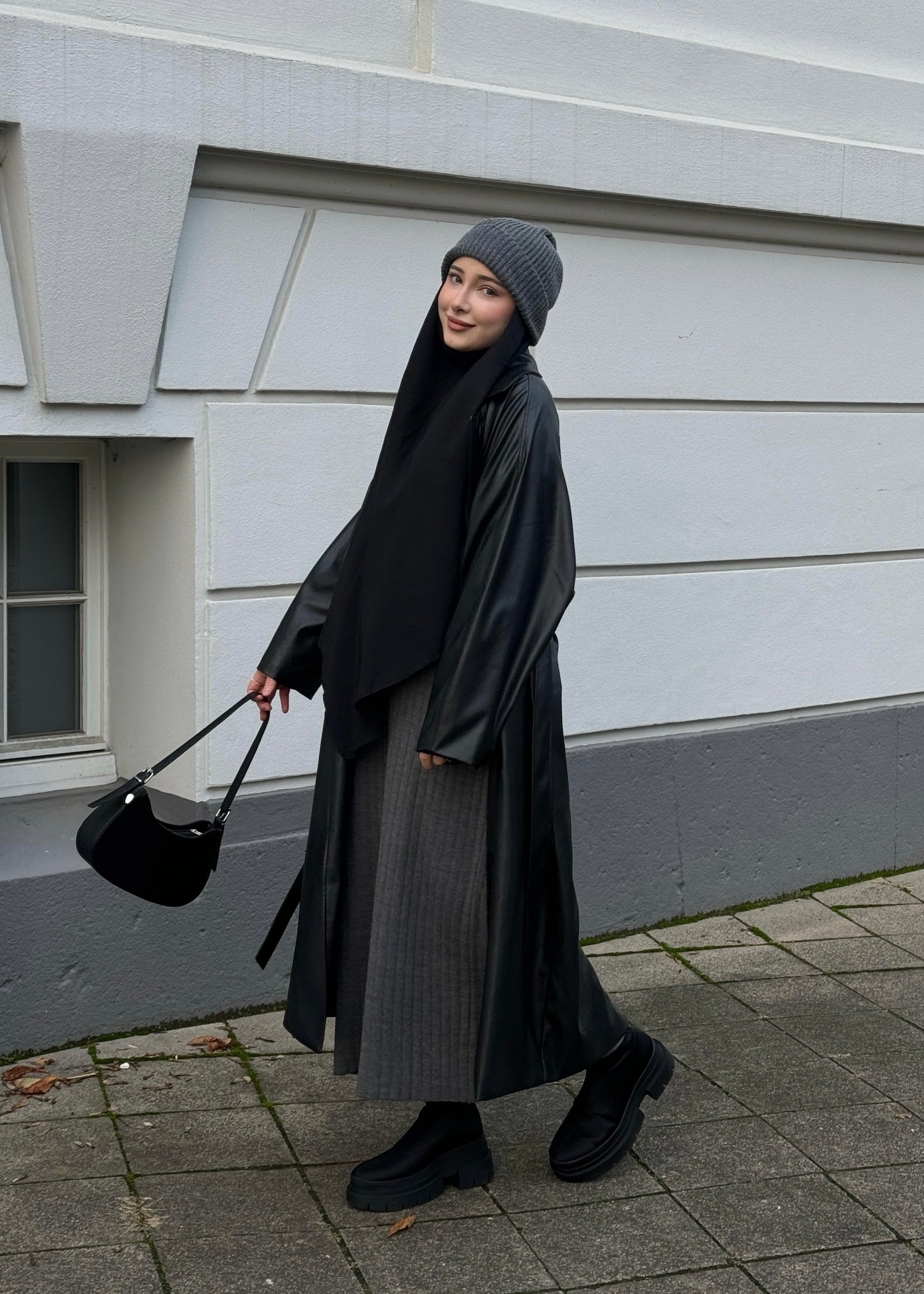 Manteau en cuir nacré NUIT