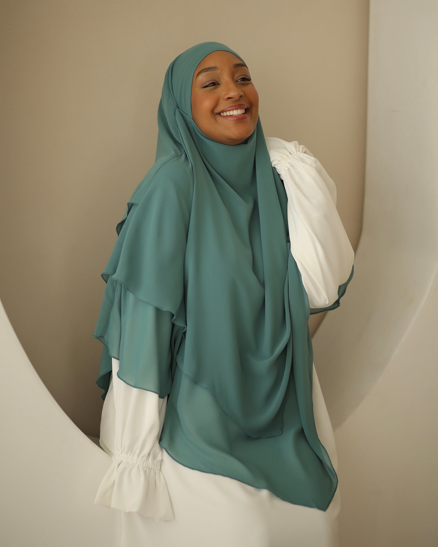 Three-layer chiffon Khimar TURQUOISE WATERS