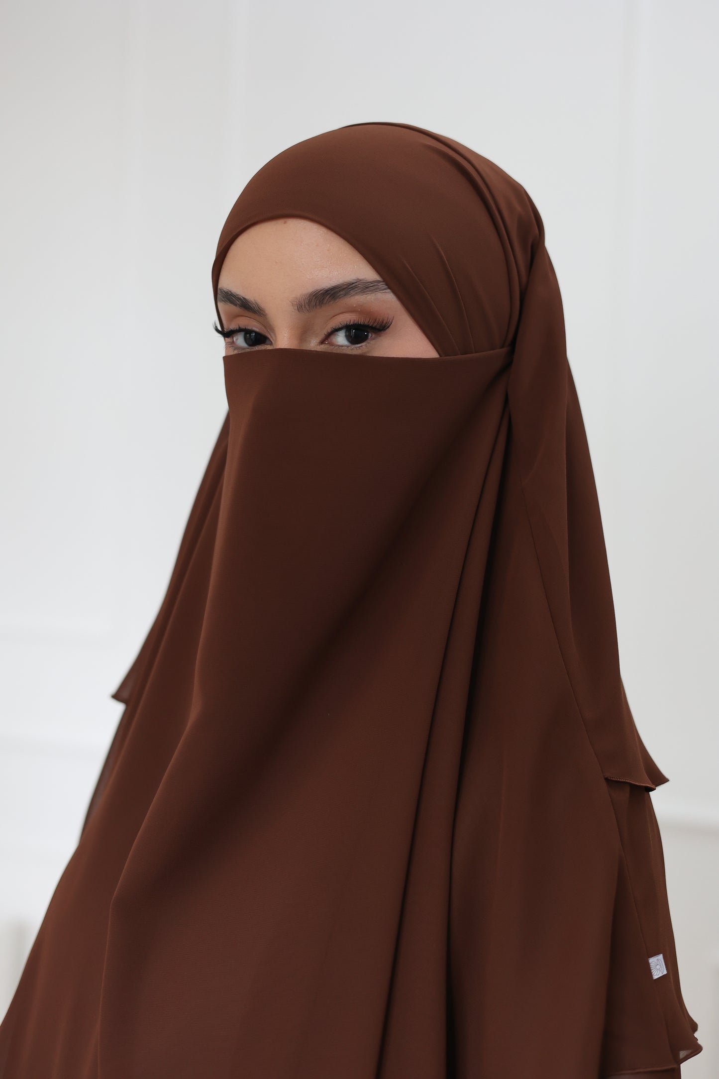 Three-layer chiffon Khimar HAZELNUT