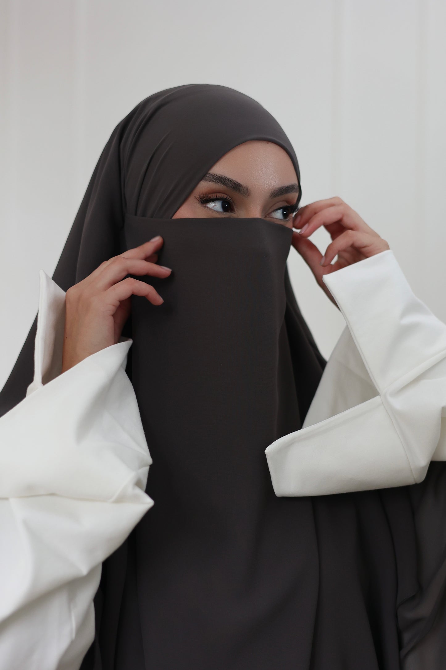 Three-layer chiffon Khimar EBONY