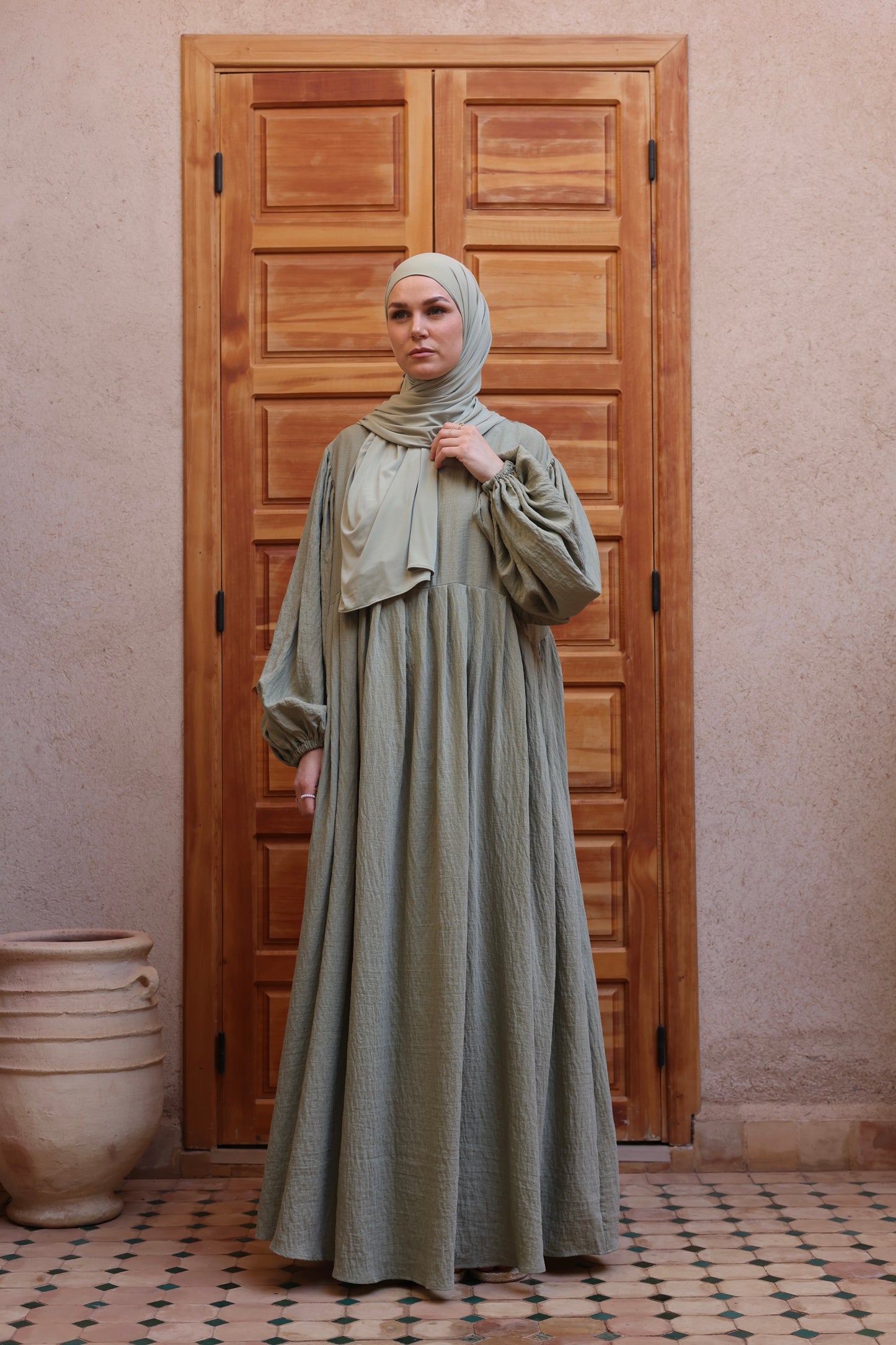 Flowy Linen Dress OLIVE TREE