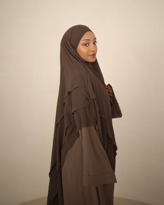Chiffon Khimar Long CHOCOLAT
