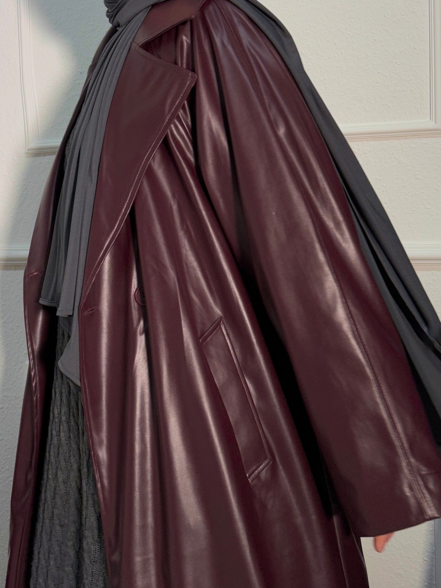 PEARLY leather coat BURGUNDY