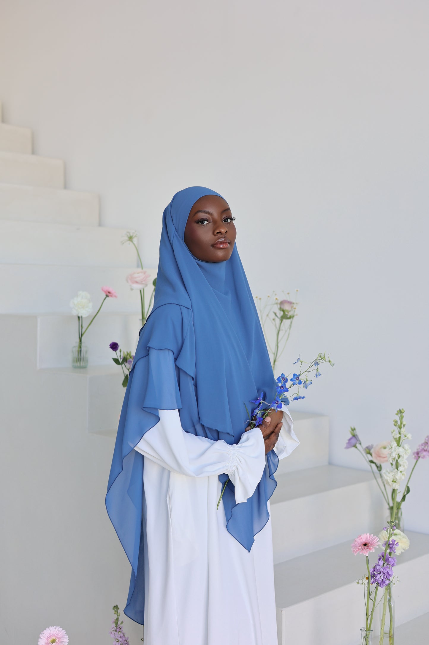Chiffon Khimar CORNFLOWER