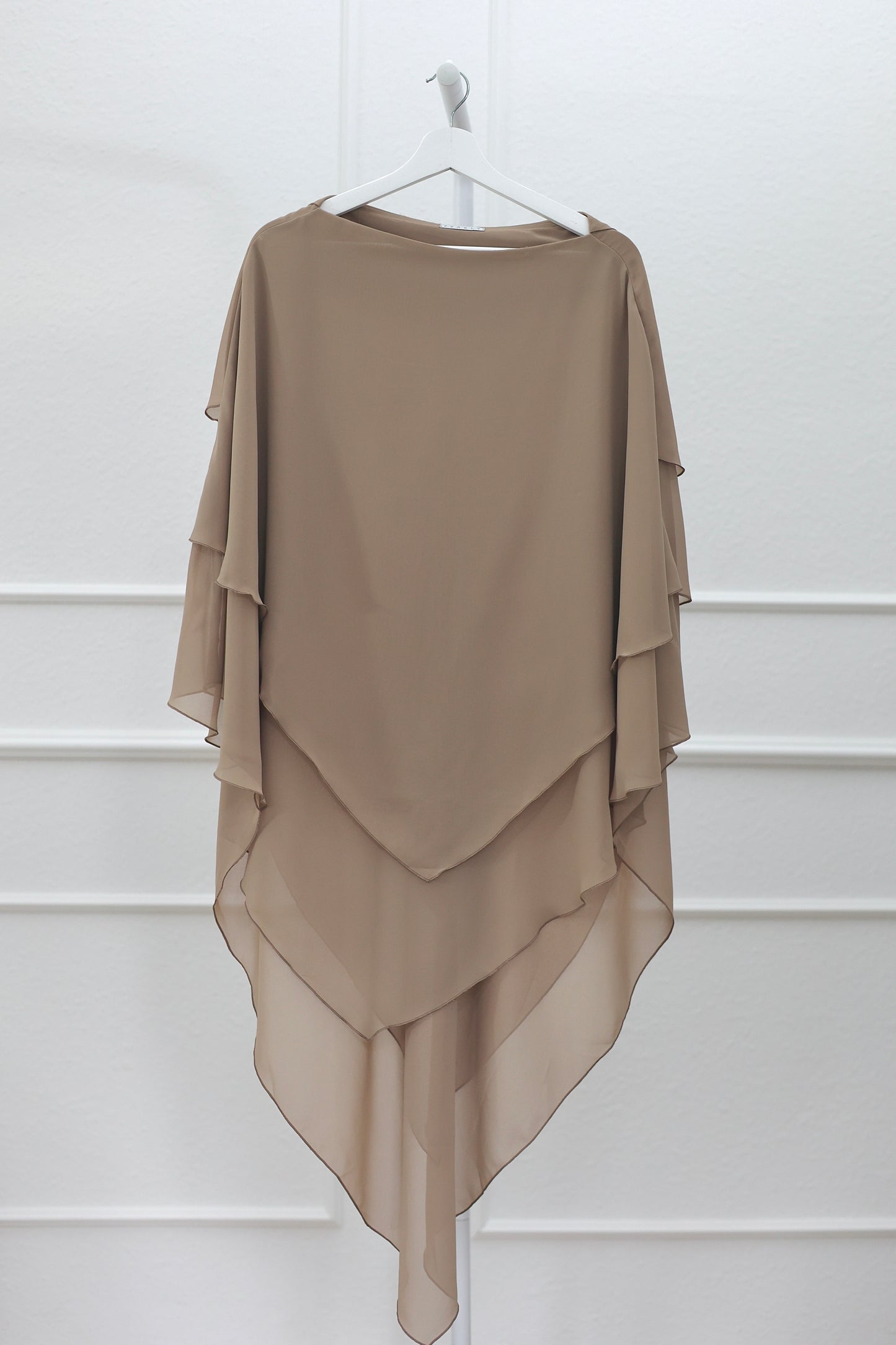 Three-layer chiffon Khimar LATTE