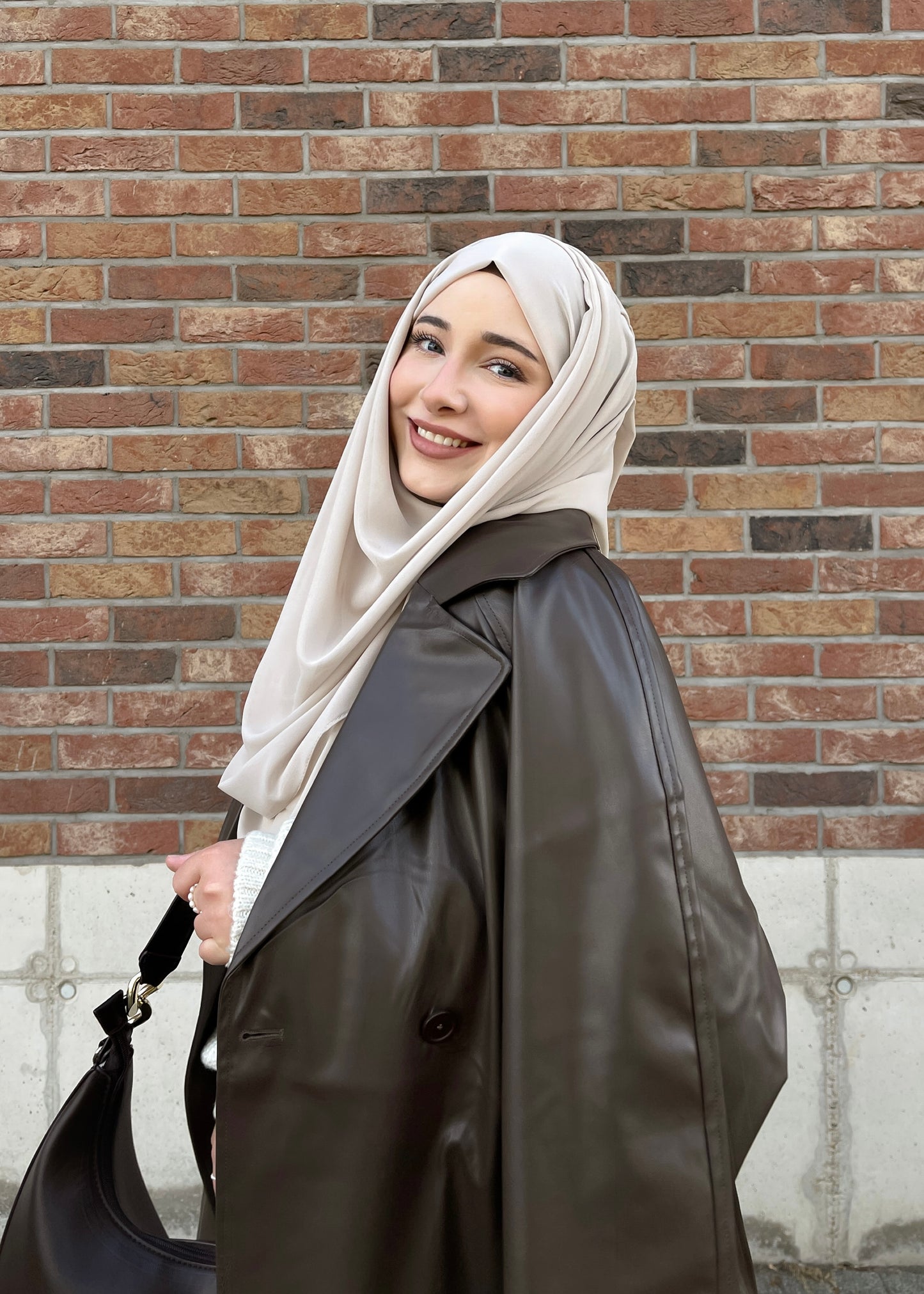 PEARLY leather coat CHOCOLATE