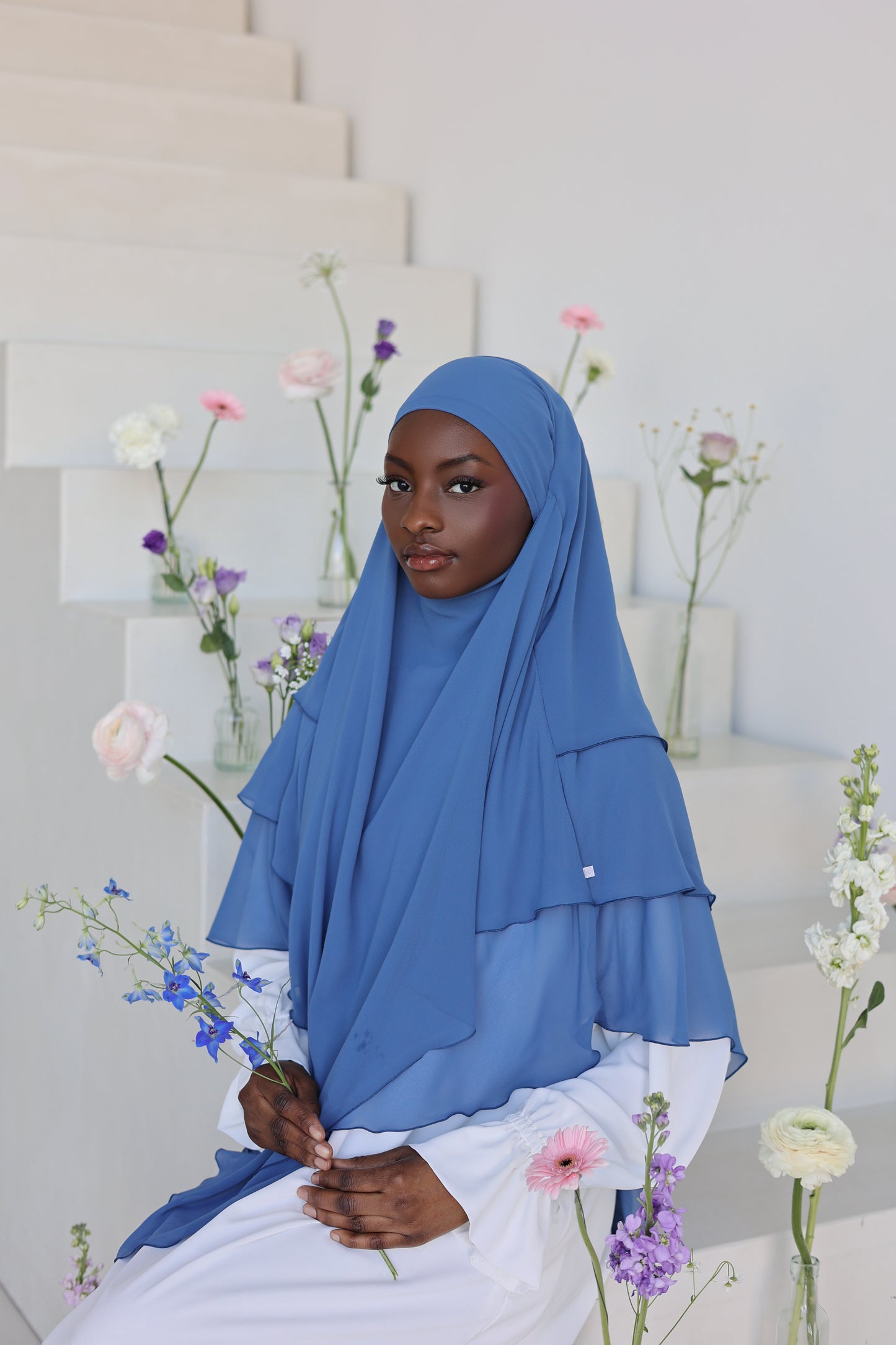 Chiffon Khimar CORNFLOWER