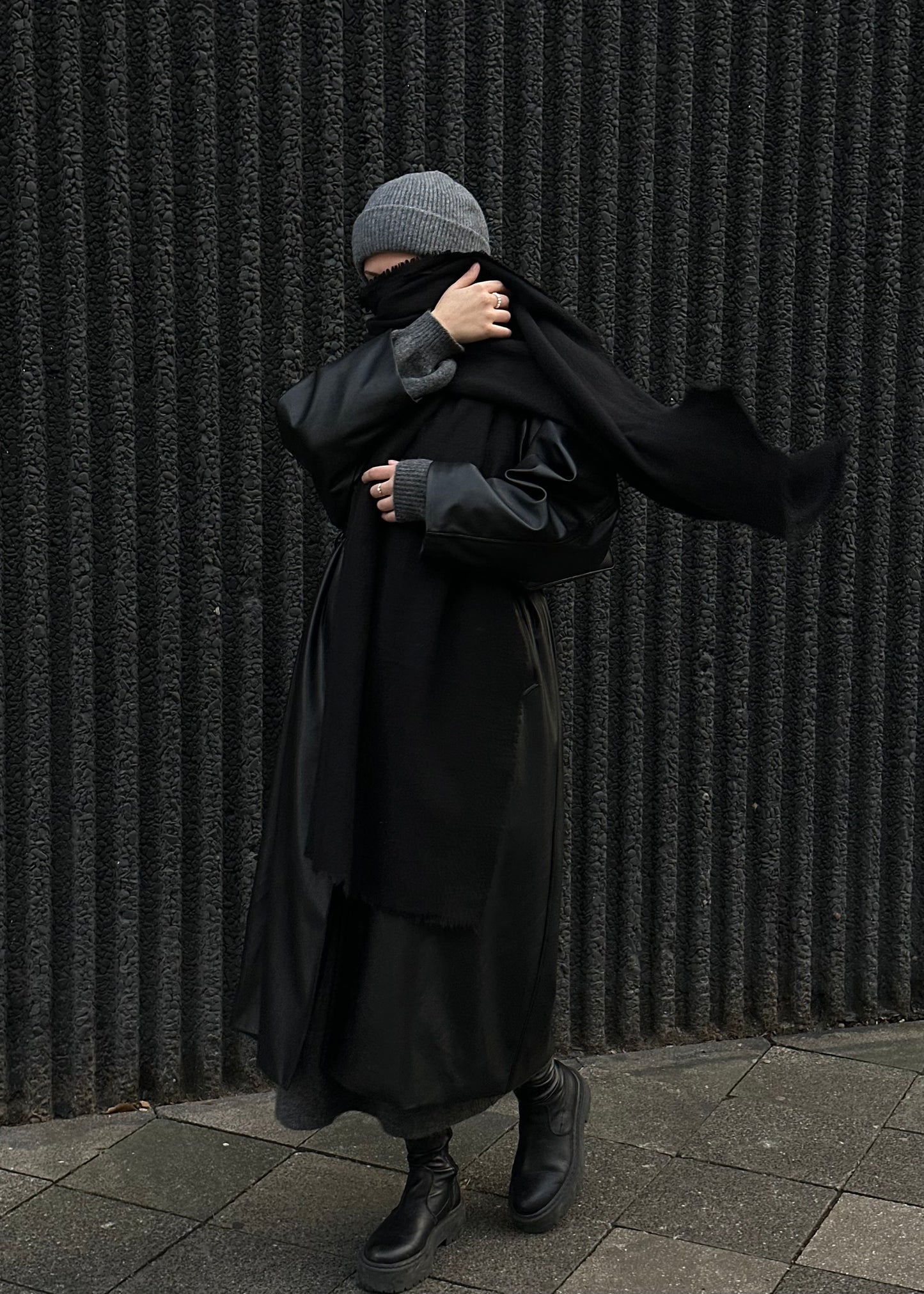 Manteau en cuir nacré NUIT