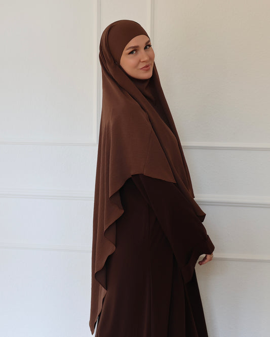 PEARLY COLLECTION cotton Khimar ESPRESSO