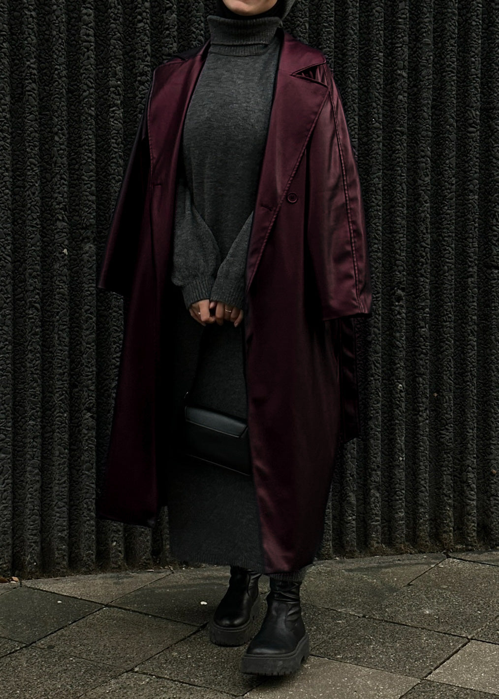 PEARLY leather coat BURGUNDY