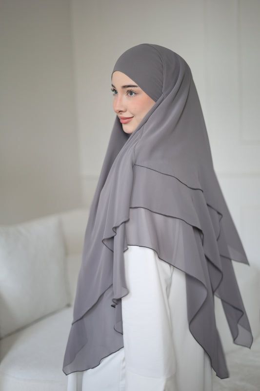 Three-layer chiffon Khimar GLOOMY