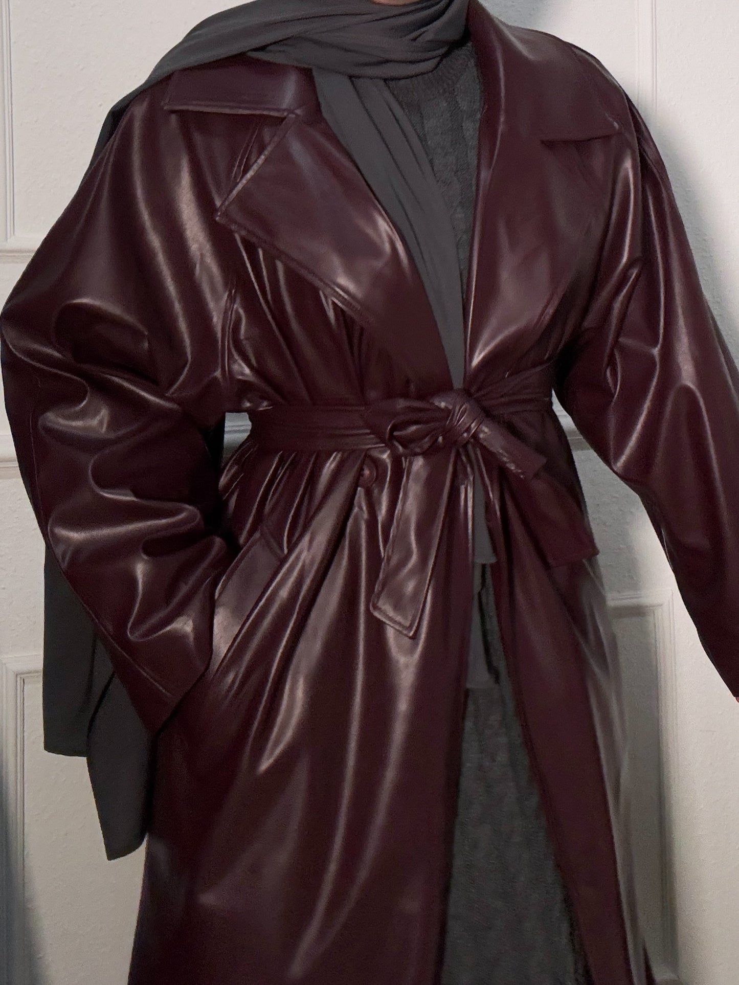 PEARLY leather coat BURGUNDY