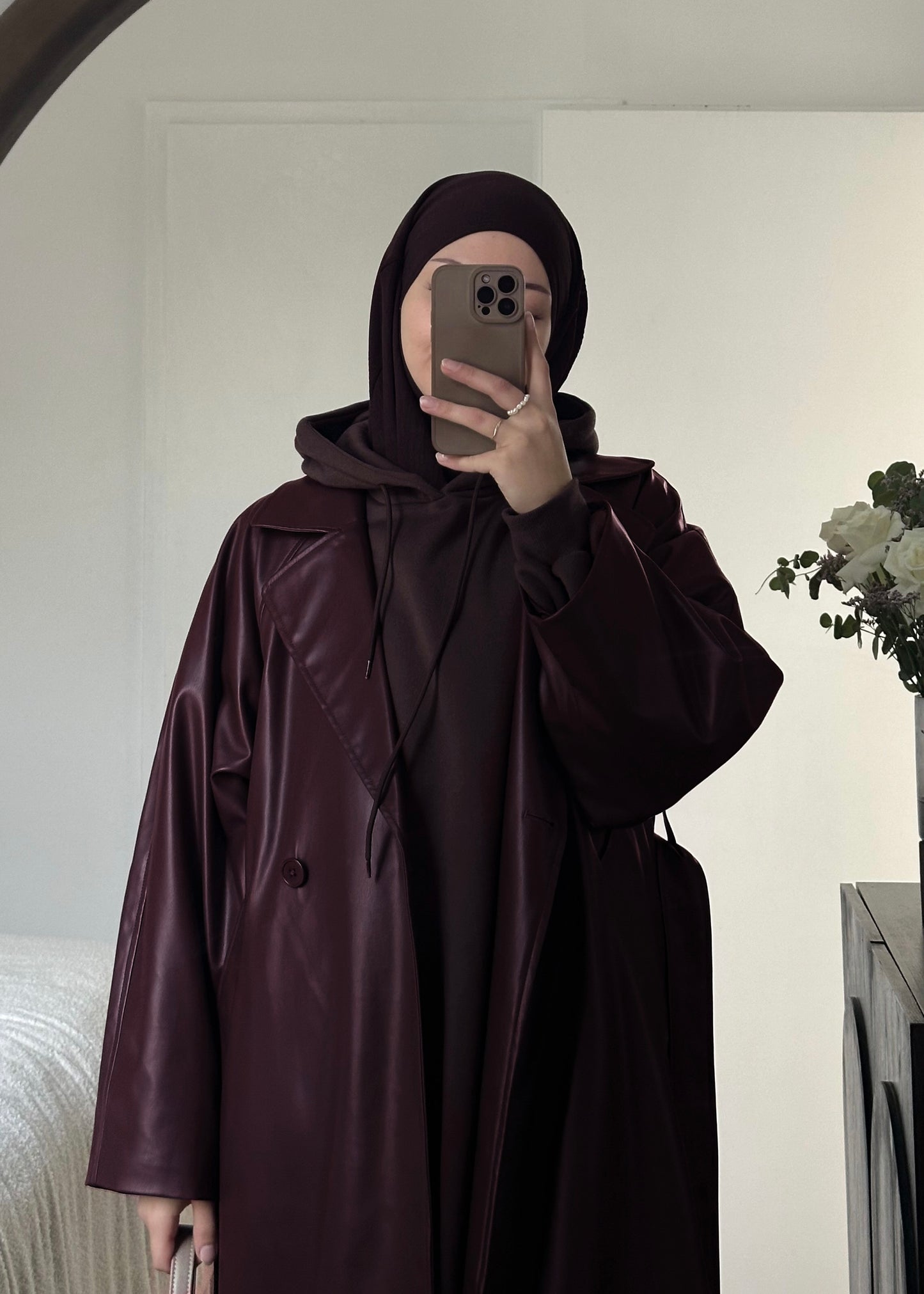 PEARLY leather coat BURGUNDY