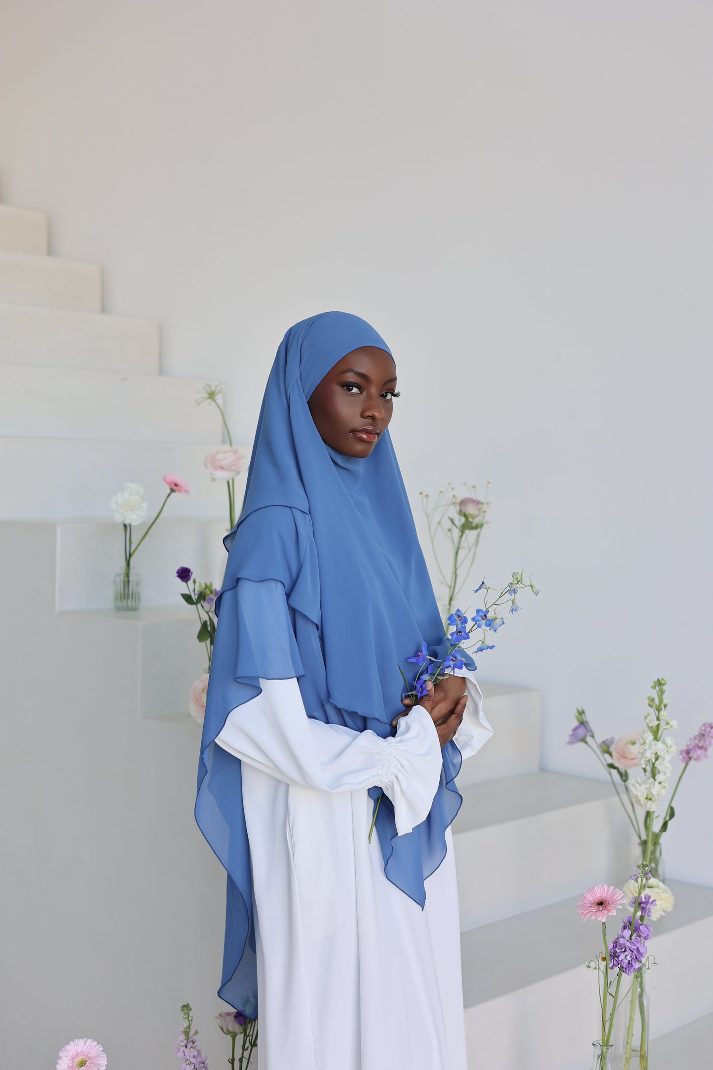 Chiffon Khimar CORNFLOWER