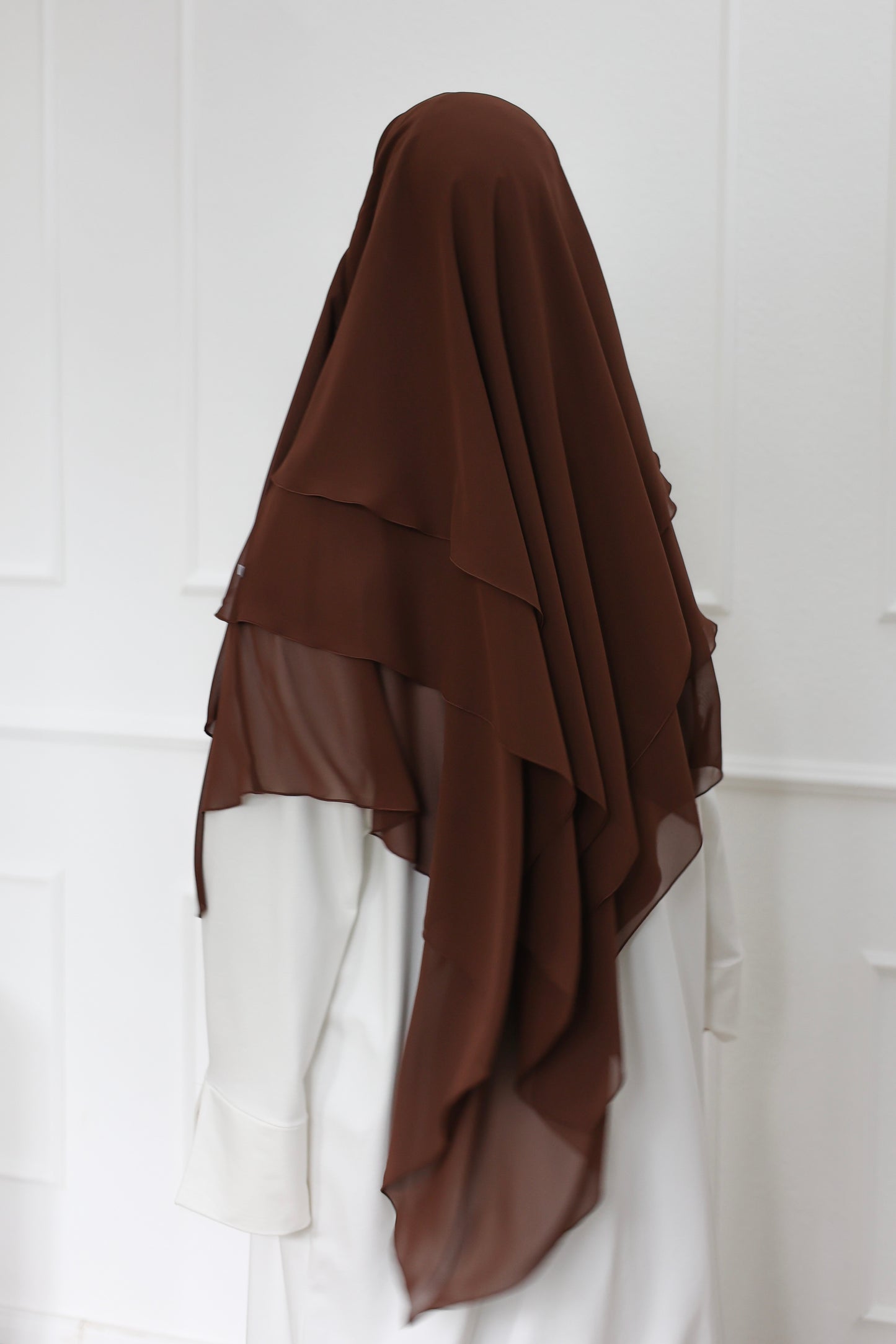 Three-layer chiffon Khimar HAZELNUT