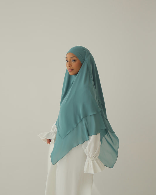 Three-layer chiffon Khimar TURQUOISE WATERS