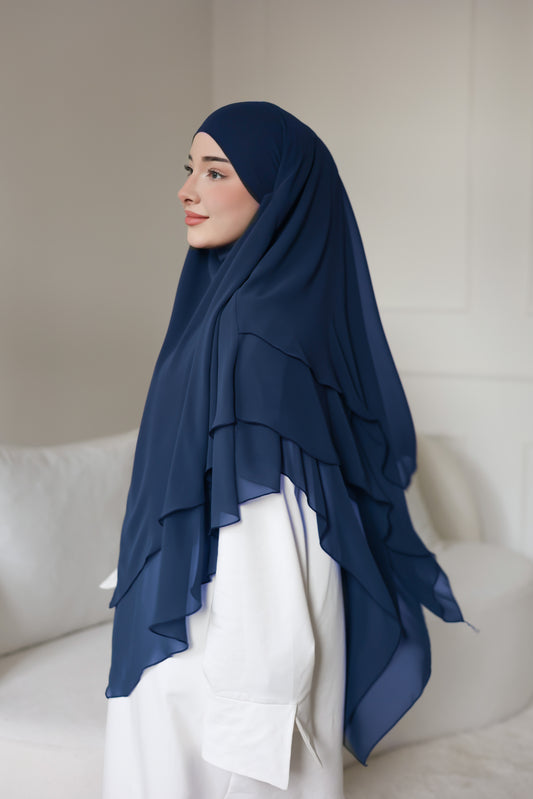 Three-layer chiffon Khimar MARINE