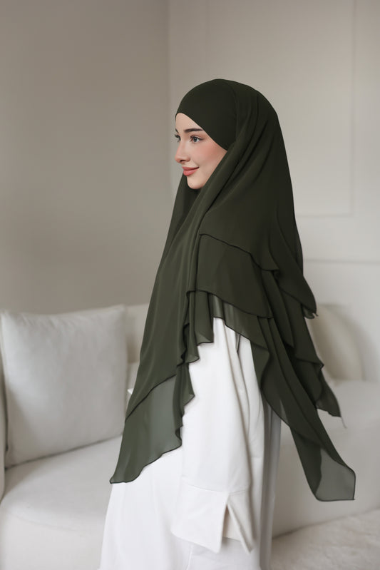 Three-layer chiffon Khimar PINE