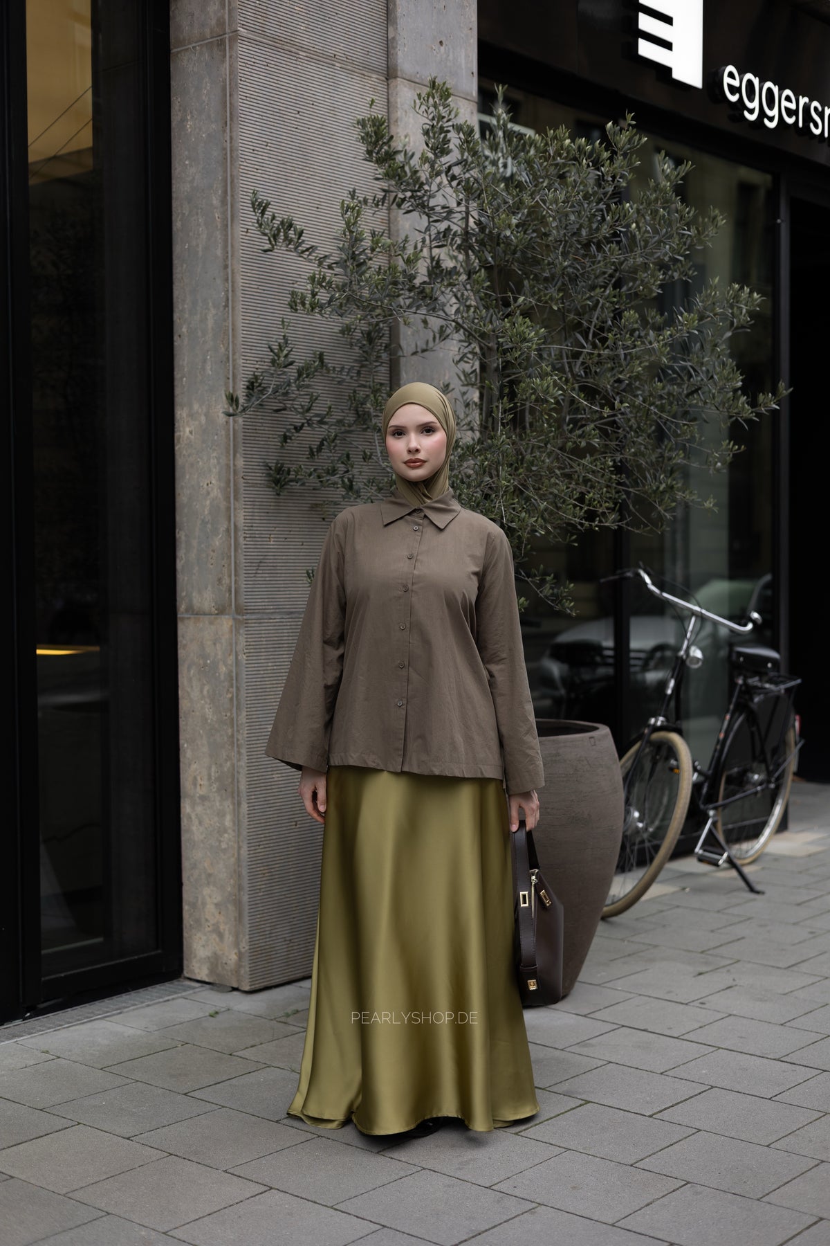 Satin Skirt OLIVE