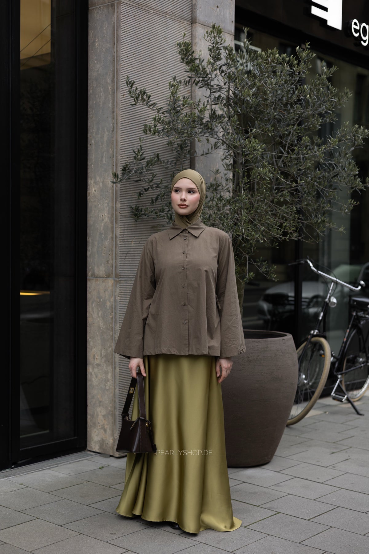 Satin Skirt OLIVE