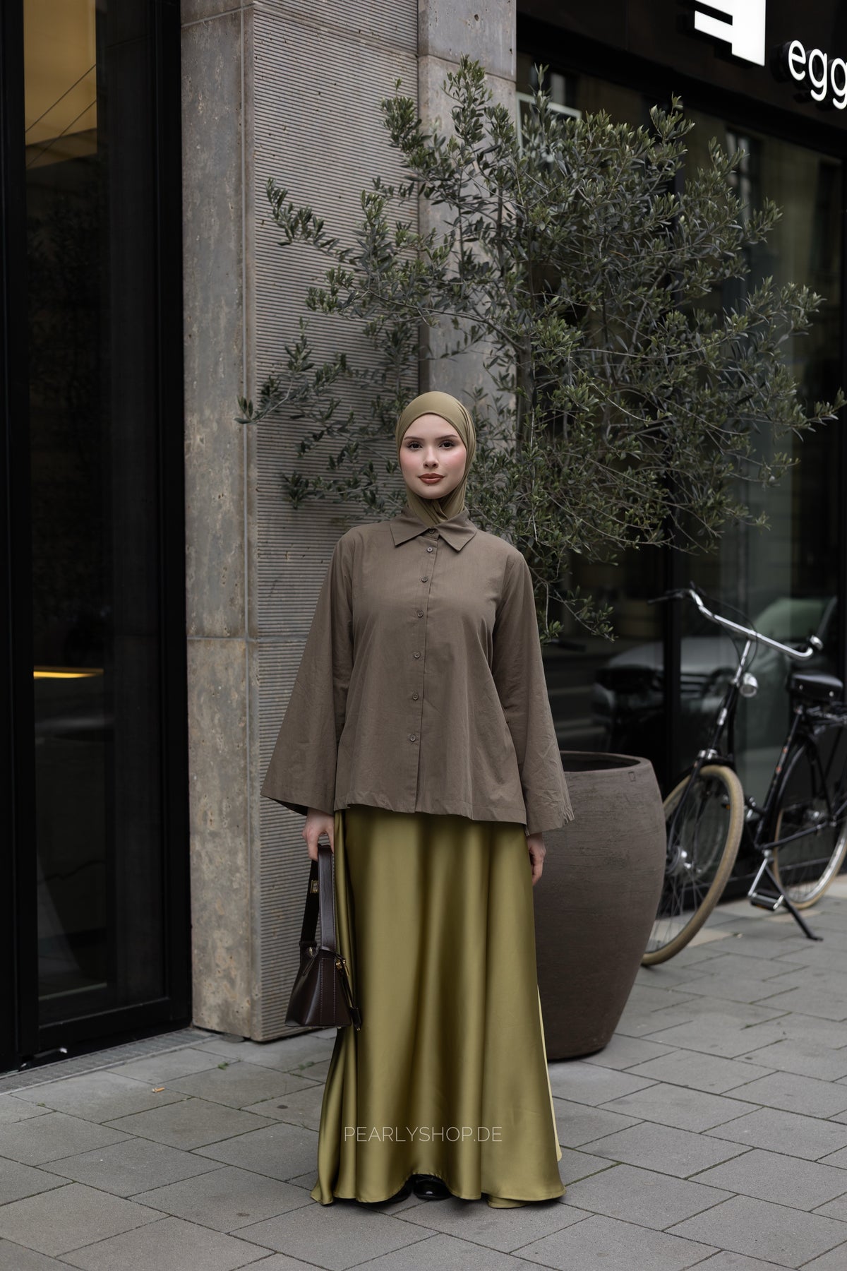 Satin Skirt OLIVE