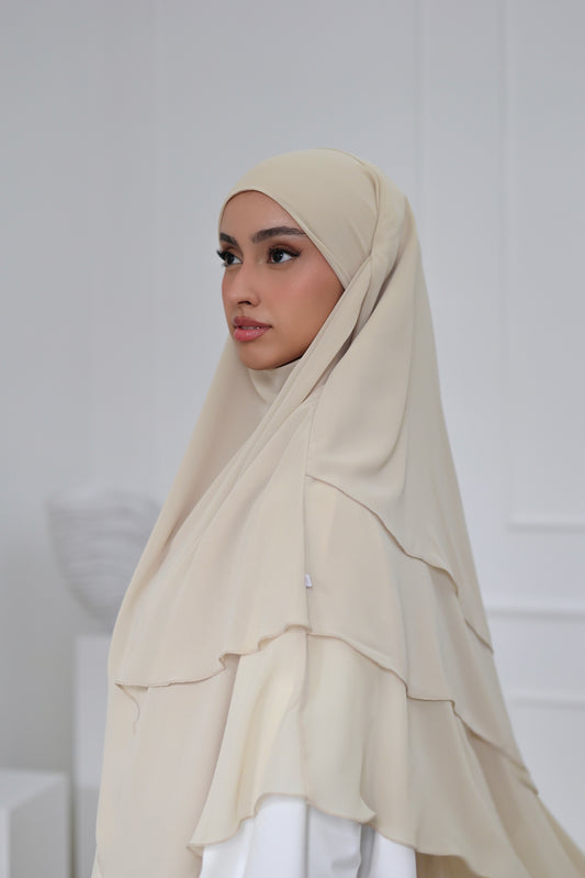 Three-layer chiffon Khimar VANILLA