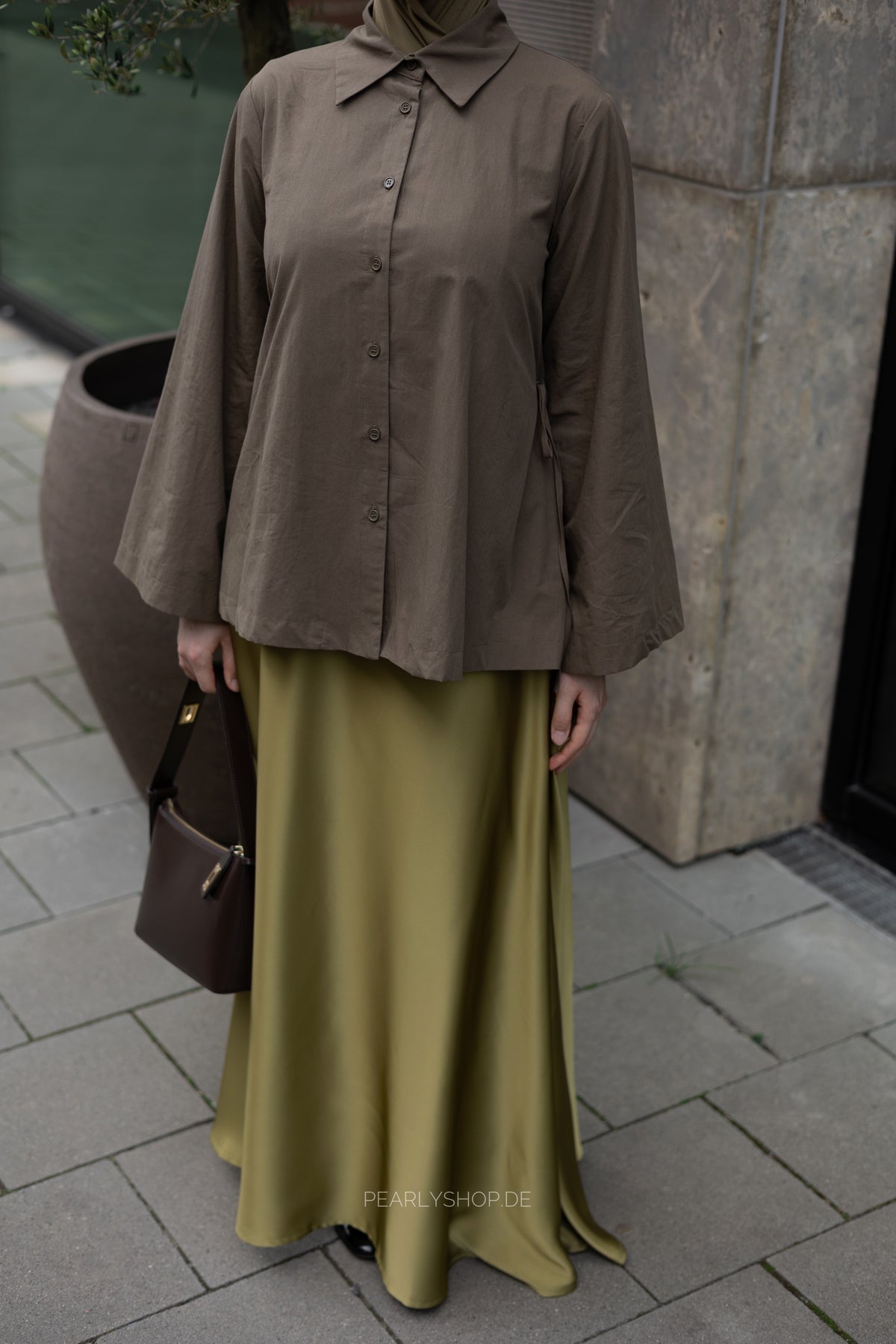 Satin Skirt OLIVE