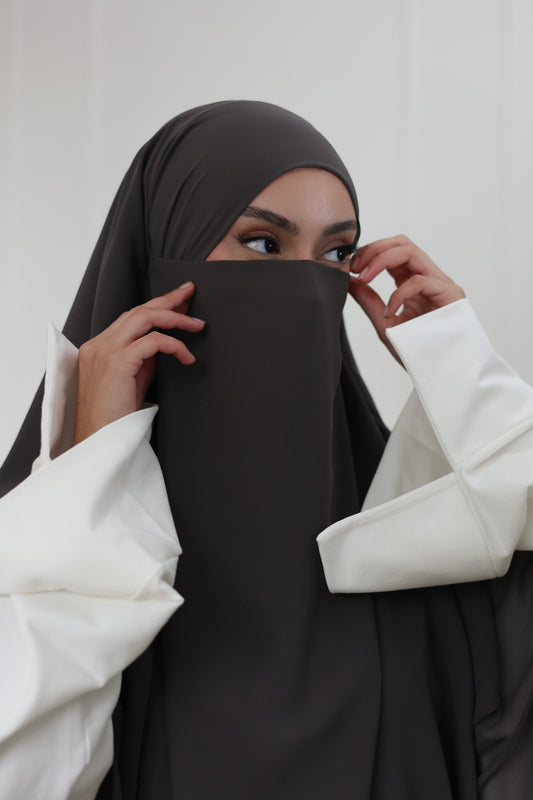 Three-layer chiffon Khimar EBONY