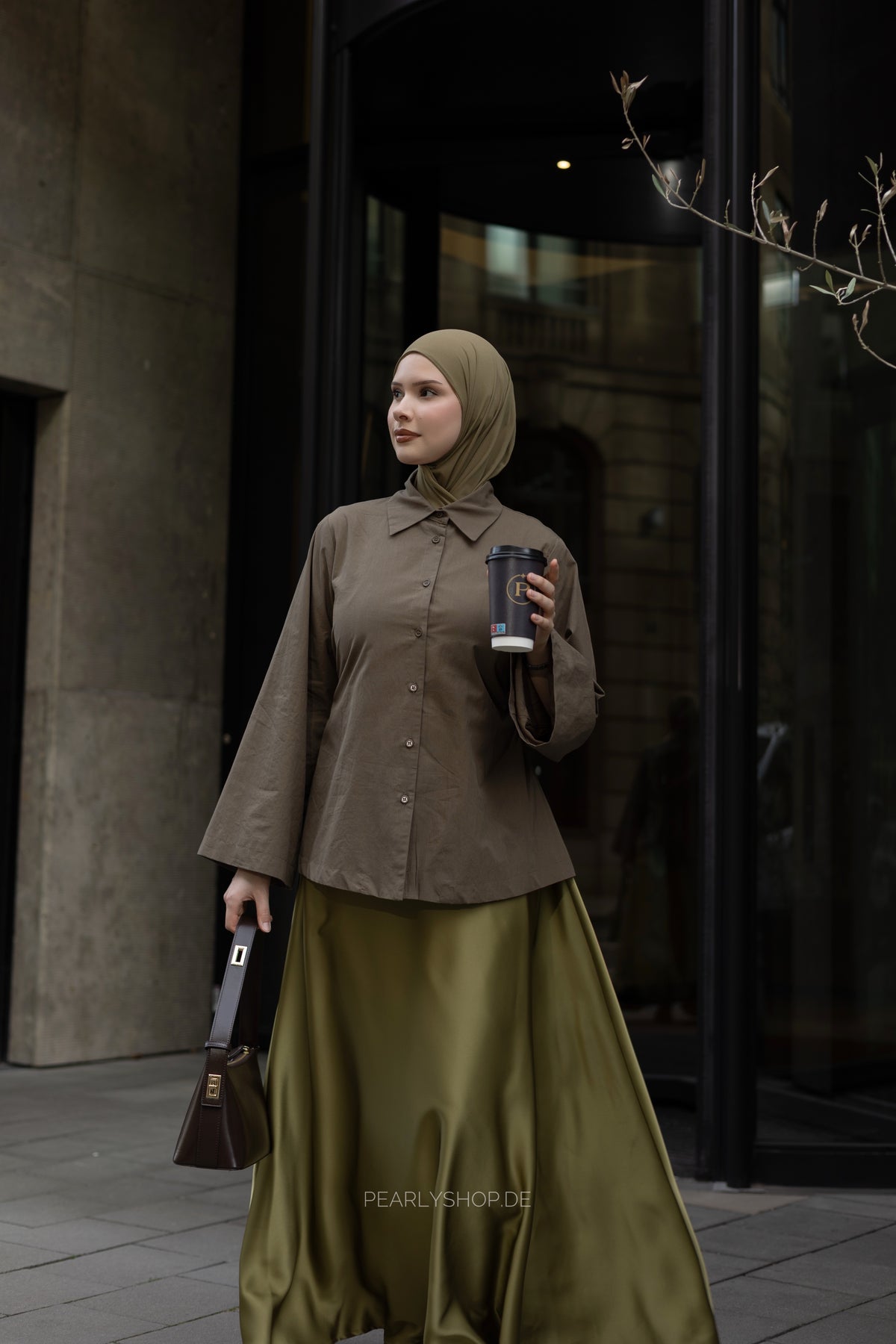 Satin Skirt OLIVE