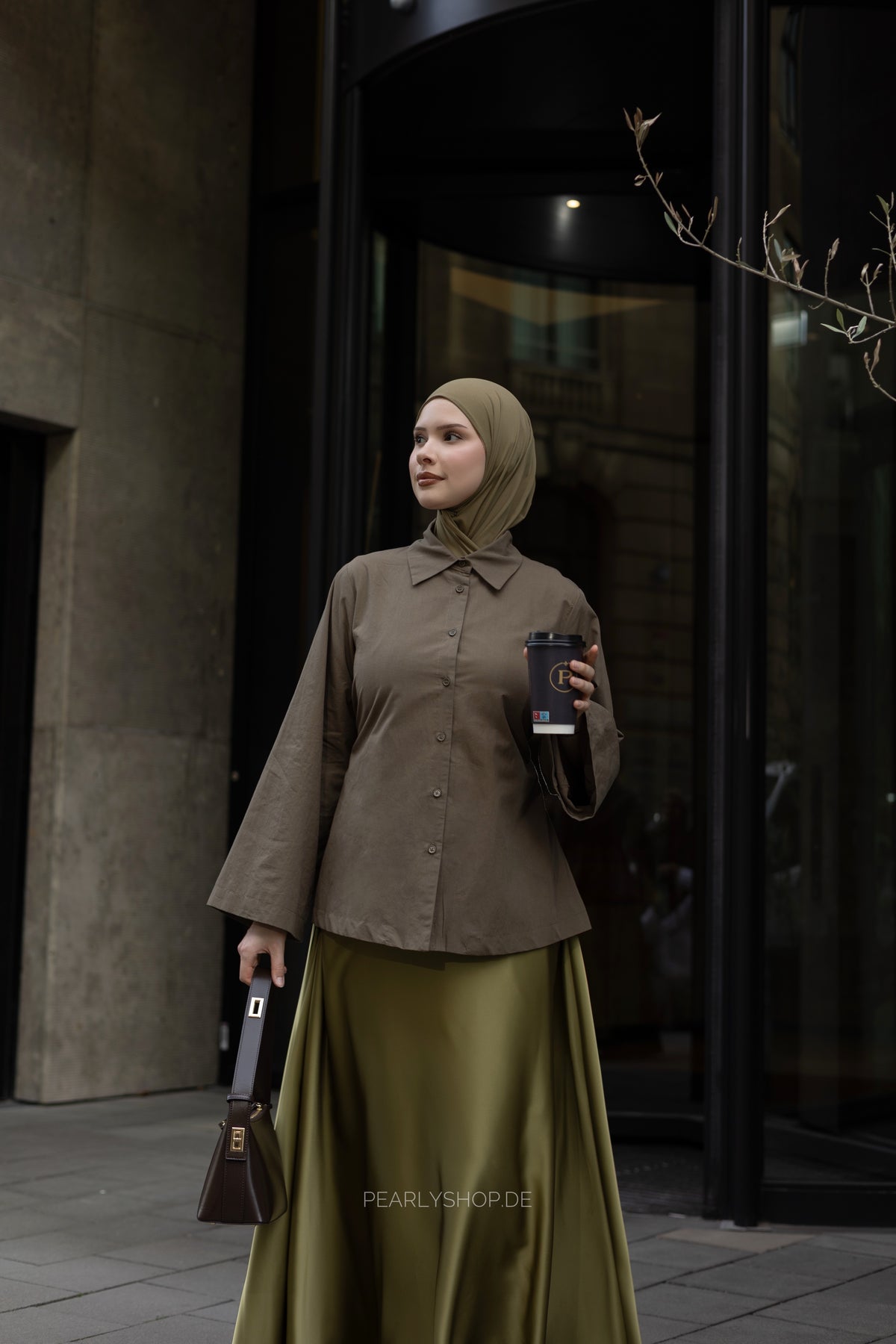 Satin Skirt OLIVE
